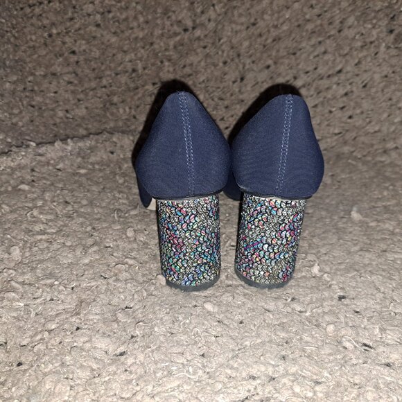 BRUNATE-Italy-Dark Navy Peu de Soie-Colorful Round Heel-Sz 36.5-Excellent - Picture 6 of 8